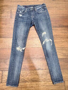 Vigoss Skinny Jeans Womens 26x31 Distressed Stretch Denim Ripped Medium Wash
